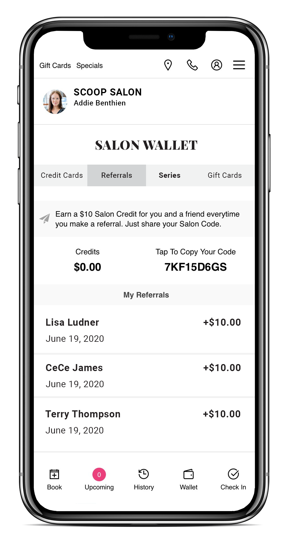 Salon Wallet : Referrals